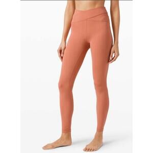 LULULEMON Leggings ALIGNED ANGLES SUPER HIGH RISE TIGHT 28" RUSTIC CORAL SIZE 6